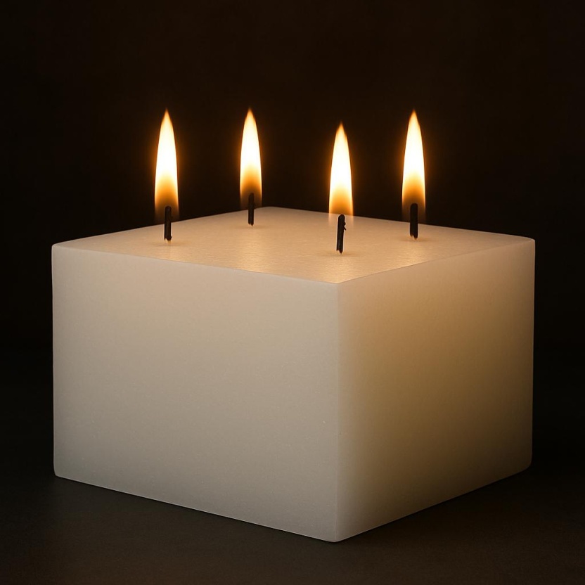 White Sempre rustic block candles 15x11cm - Image 3