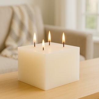 White Sempre rustic block candles 15x11cm