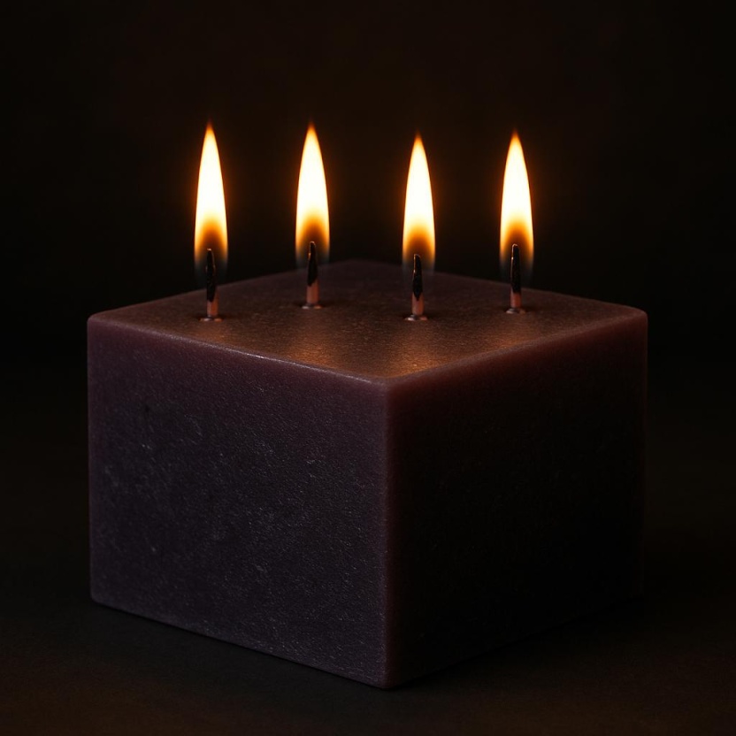 Dark purple Cleybergh rustic block candles 12x9cm - Image 3