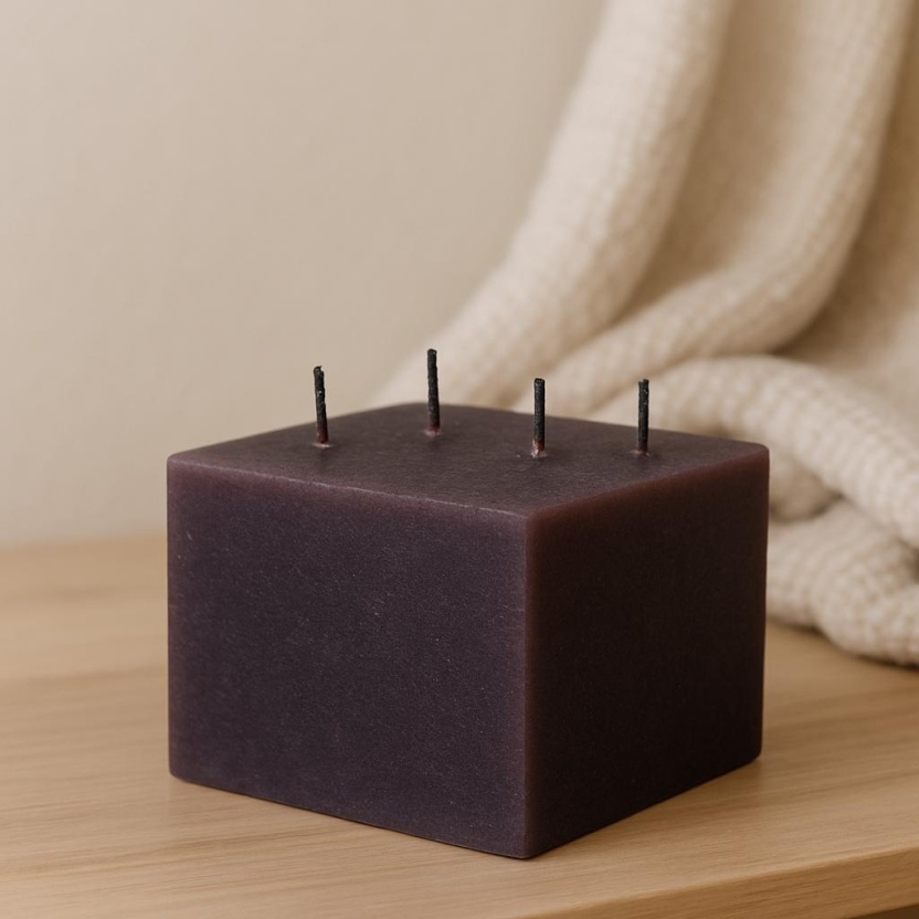 Dark purple Cleybergh rustic block candles 12x9cm - Image 2