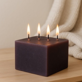 Dark purple Cleybergh rustic block candles 12x9cm