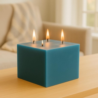 Blue Cleybergh rustic square block candles 15x11cm