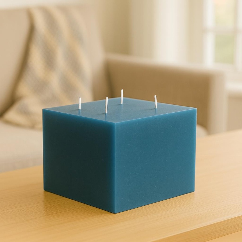 Blue Cleybergh rustic square block candles 15x11cm - Image 3