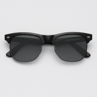 Zwarte Clubmaster 'Distressed' zonnebrillen met getinte glazen 2204-03