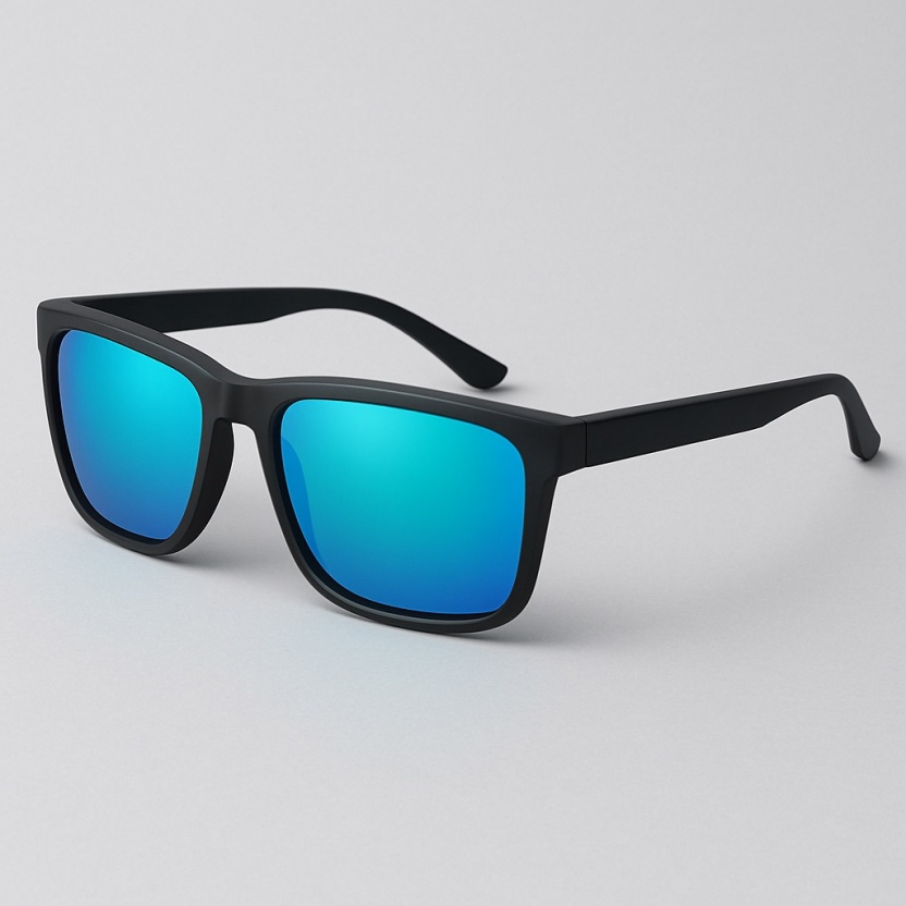 Matte black 'Distressed' sunglasses with mirror lenses 2205-12 - Image 2