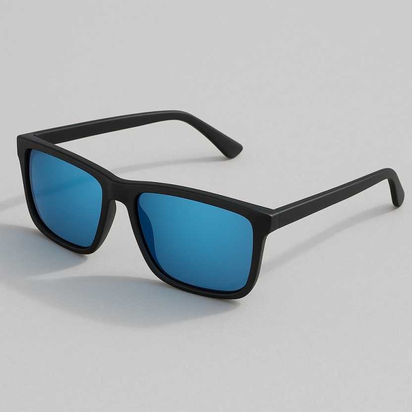 Matte black 'Distressed' sunglasses with blue lenses 2205-13 - Image 2