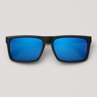 Matte black 'Distressed' sunglasses with blue lenses 2205-13
