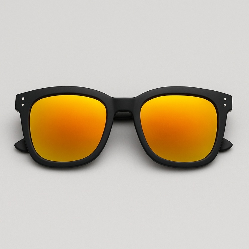 Matte black 'Distressed' sunglasses with mirror lenses 2212-02