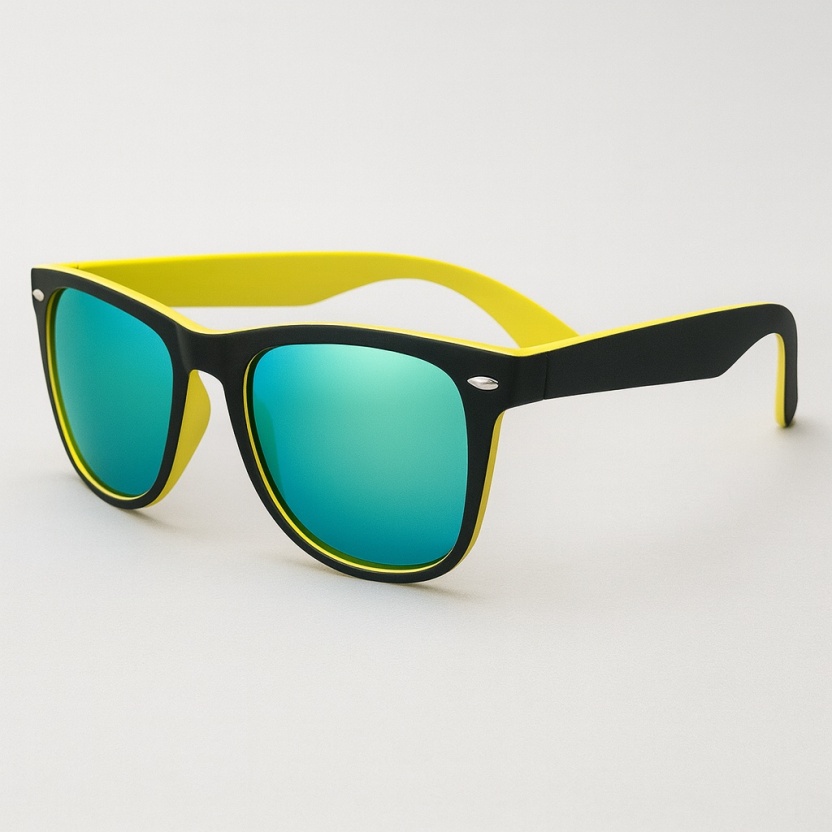 Black/yellow 'Distressed' sunglasses with mirror lenses 2217-32 - Image 2