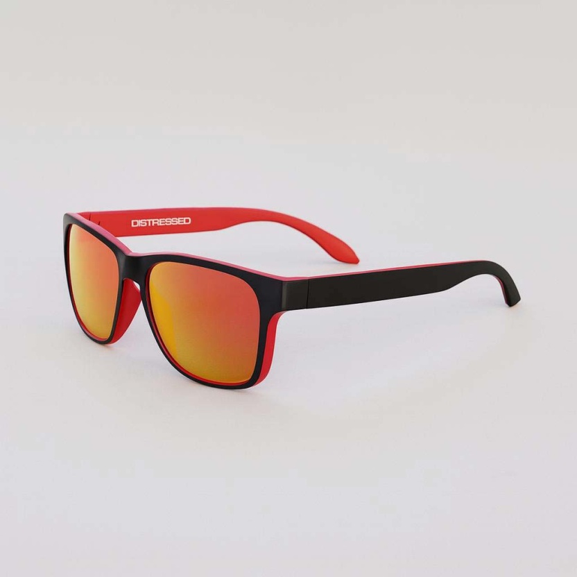 Black/red 'Distressed' sunglasses with mirror lenses 2220-24 - Image 2