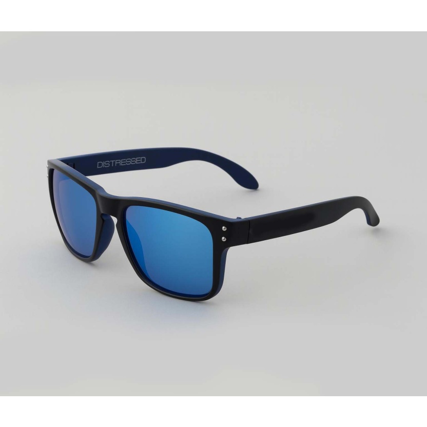 Black/blue 'Distressed' sunglasses with mirror lenses 2220-25 - Image 2