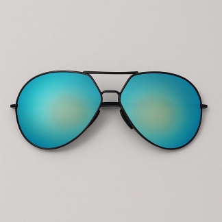 Black 'Distressed' aviator sunglasses with mirror lenses 2222-02