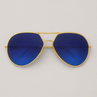 Gold 'Distressed' aviator sunglasses with dark blue lenses 2222-19