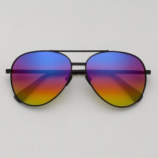 Black 'Distressed' aviator sunglasses with mirror lenses 2229-05
