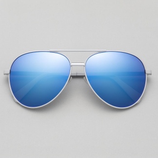 White 'Distressed' aviator sunglasses with mirror lenses 2229-07
