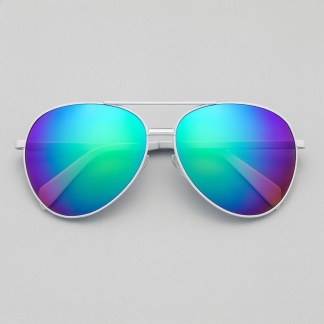 White 'Distressed' aviator sunglasses with mirror lenses 2229-09