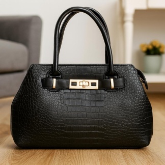 Black elegant embossed Mihella handbags for women