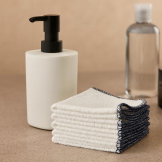 6-pack white/blue dish cloths  - 25x25cm