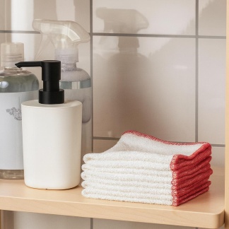 6-pack white/red dish cloths  - 25x25cm