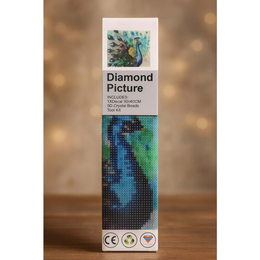 DIY - Diamond painting pauw - 30x40cm - Afbeelding 2