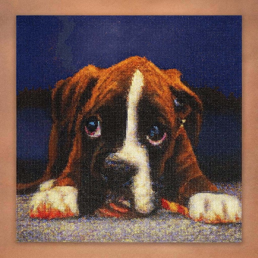 DIY - Diamond painting boxer puppy - 30x40cm