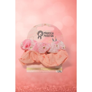 Paardenpraat TV 2-delige set roze scrunchies