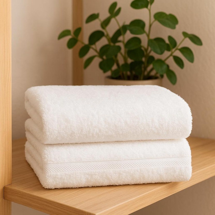 White bath towels with trim 70x140cm – 469GSM - Image 3