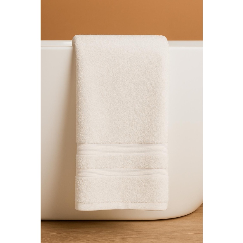 White bath towels with two trims 70x140cm – 469GSM - Image 2