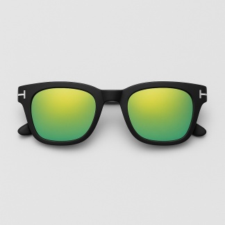 Matzwarte 'Distressed' zonnebrillen met spiegelglazen 2211-04