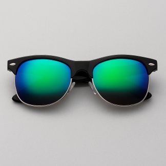 Zwarte glanzende 'Distressed' Clubmaster zonnebrillen 2204-10