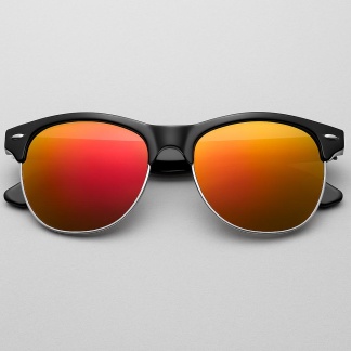 Zwarte glanzende 'Distressed' Clubmaster zonnebrillen 2204-11