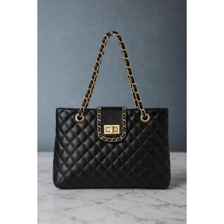 Zwarte elegante Mihella gewatteerde schoudertassen