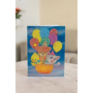 Diamond painting dubbele wenskaarten luchtballon 13x18cm