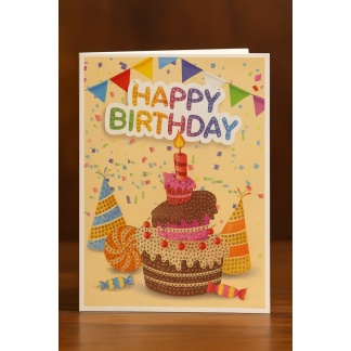 Diamond painting dubbele wenskaarten verjaardagstaart 13x18cm