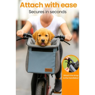 Blauwe Pawesome fietsmand en tas in één voor honden