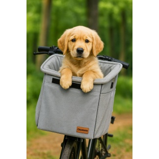 Grijze Pawesome fietsmand en tas in één voor honden