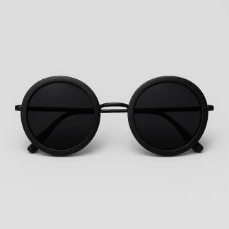 Matte black round 'Distressed' vintage-inspired sunglasses 2207-01
