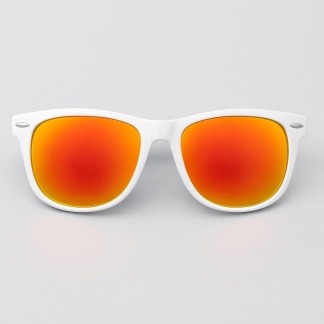 White 'Distressed' sunglasses with mirror lenses 2215-08