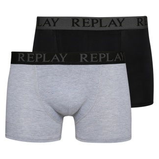 2-pack zwarte en grijze gemêleerde Replay herenboxershorts