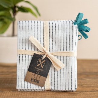 6-pack herbruikbare servetten met streeppatroon en lusje - 33x33cm