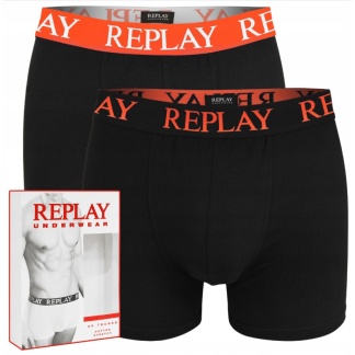 2-pack zwarte/rode Replay herenboxershorts