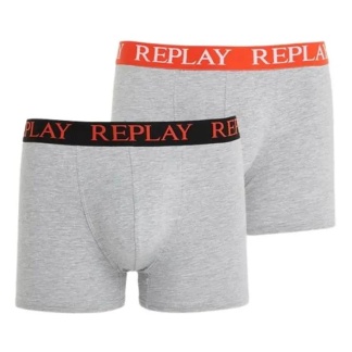 2-pack grijze gemêleerde Replay herenboxershorts