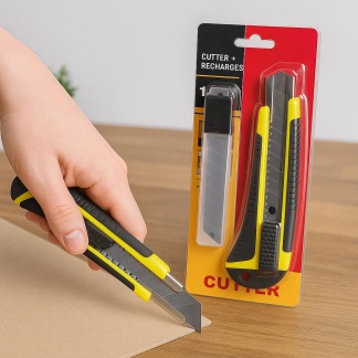 Red and yellow precision utility cutter knives with replacement blades