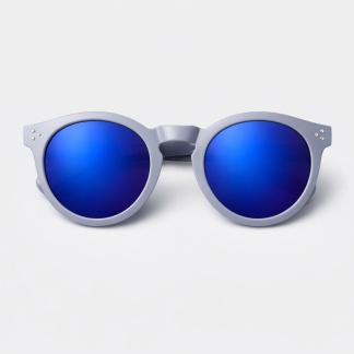 Grijze ronde zonnebrillen 'Distressed' met blauwe glazen 2209-07