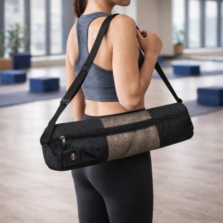Black 'Bodycoach' yogamat bags with mesh