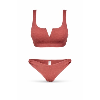 Roestbruine voorgevormde bikinisets met textuur voor dames