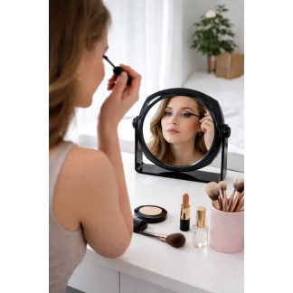 Zwarte glanzende tafelspiegels met zoomfunctie aan één zijde