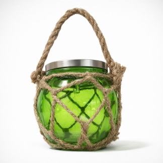 Elegante glazen solar lantaarns omwikkeld met touw