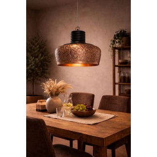 Koperkleurige PTMD 'Danish' hanglampen met reliëf