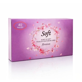 Verpakking van 40 stuks zachte wasverzachterdoekjes voor de droger - Bloemengeur